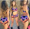 Fashion Sexy Women Bandage Swimsuit Tankini Sunset Coconut Palm 3D Printed Racerback Vest Tank Tops Bra Shorts Sports Swimwear K8276639