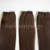 Top quality 100g 40pcs/50pcs Tape in human Hair Extensions Glue Skin Weft 18 20 22 24inch #2/Darkest Brown Brazilian Indian hair