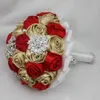 Bouquets de mariage rouge et champagne sur mesure Bouquets de mariée romantiques colorés avec des perles de cristal Fleurs de demoiselle d'honneur bon marché558818278584