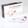 4 في 1 بكرة ديرما غير القابل للصدأ / إبر سبائك التيتانيوم DRS ديرما الرول مع 3 رئيس (1200 + 720 + 300 الإبر) Derma roller Kit لإزالة حب الشباب