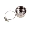 Roestvrij stalen kooi Coop Cup Bolt Clamp Hanger Vogel Kat Hond Puppy Krat Kom Hoge kwaliteit Zilver