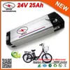 Taxes douanières gratuites boîtier en aluminium 24 V 360 W Ebike batterie de style poisson argenté 24 V 25 Ah batterie au Lithium Li Ion avec BMS intelligent