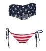 Dames Dame Pushup Gevoerde VS Sexy Bikini Amerikaanse Vlag Fringe Tassel Bandage Badpakken Badmode