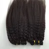 Peruvian 120g Kinky Straight 4b 4c Clip In Natural Färg Människa Hårklämma i hårförlängningar 7st / set 8-40INCH I lager