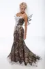 레이스 카모 웨딩 드레스 트럼펫 스타일 긴 숲 위장 웨딩 드레스 레이스 edged Appliques 세련된 새틴 신부 드레스