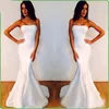 Simple Cheap Michael Costello Evening Gowns Elegant Mermaid Prom Party Dresses Strapless White Custom Made Celebrity Red Carpet Gowns