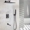 Mat Buzlu Karartılmış Banyo Duş Musluk Seti Çağdaş 12 İnç Yağmur Duş Başlığı Termostatik Duş Mikseri Valfı
