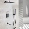 Matte Frosted Blackened Bathroom Shower Faucet Set Contemporary 12 Inch Rain Shower Head Thermostatic Shower Mixer Valve9214917