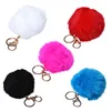 Prawdziwy Królik Futro Ball Łańcuchy Moda Keychain Kobiety Torebka Torebka Charm Car Key Chain Ring Bag Akcesoria Talizman