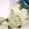 New A Bouquet of Roses Artificial Rose Silk Flowers Bridal Bouquets for Wedding Fake Flower Floral Home Furnishing Decoration 9 Heads