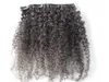 Brazylijski Kręcący Włosy Klips Weft w Ludzkich Rozszerzenia Nieprzetworzone Natural Black / Brown Color 9 SZTUK 1 zestaw Afro Kinky Curl