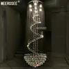 Luminária de teto de cristal de tamanho longo Lustres modernos Iluminação doméstica lustre de cristal para lobby, escada, escadas, foyer Cystal Stair Lamp