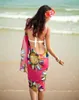 Sommar Kvinnor Sexig Badkläder Open-Back Wrap Front Cover Up Sunscreen Beach Handdukar Chiffon Shwal Sunflower Saia Bikini