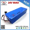 Powerful 24V 60Ah Lithium ion Battery pack for 700W Electric Bicycle E Bike with PVC Case 18650 Samsung cell 30A BMS + Charger