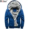 Partihandel - Riinr 2017 Ny varm försäljning Mäns Hooded Casual Brand Hoodies Wool Liner Mens Vinter Tjockad Varm Coat Male Sweatshirts Outwear