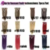 100% Humano Remy Clip-in Indian Hair Extensions Capas Clip en extensión # 613 Clip rubio en extensiones de cabello humano