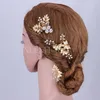 Wholesale-3pcs/set 14K Gold Butterfly with Leaves Bridal Combs Cystal Flower Wedding Hair Accessories Tiara TS022