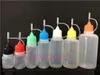 Needle bottle empty Mini plastic Long thin tip Soft PE eliquid oil dropper bottle 3ml 5ml 10ml 20ml 30ml 50ml with colorful caps
