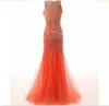 Новый Vestido De Festa Robe De Soiree Великолепные кристаллы Scoop Tulle Long Rermaid вечернее платье халат Longue Femme Soiree 219