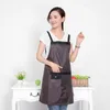 Cor sólida À Prova D 'Água Anti-óleo Ajustável Sem Mangas Aventais Bib Uniforme Com 2 Bolsos Cabeleireiro Kit Salão de Beleza Ferramenta de Cabelo Chef Garçom Cozinha