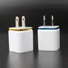 Dual 2 USB-portar Väggladdare 2.1a US EU-kontakt AC Power Gold Frame Travel Adapter för iPhone 7 Samsung S7 Universal