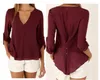 Women Plus Size Tops Elegant V-neck Casual Fashion Blouses Long Sleeved Chiffon Autumn Spring Summer Tees