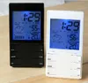 ファッション屋内HTC-2S高精度3.4 "LCD電子湿度計温度計W /カレンダー目の目覚まし時計ブラックホワイト
