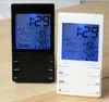 Mode inomhus HTC-2s hög precision 3.4 "LCD-elektronisk hygrometertermometer w / kalenderväckarklocka med dubbla sensorer Svartvit