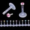 10x gemengd wit / zwart acryl cz kristal monroe lip labret bar ring stud piercing lichaam sieraden