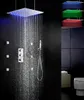 Термостатический смеситель для душа для ванны, 20-дюймовая светодиодная насадка для душа с функцией перекоса и дождя, чувствительная к температуре, 009-20QL-F