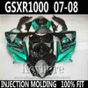 7 gifts Injection molding for SUZUKI GSXR 1000 fairing kit 2007 2008 turquoise glossy and matte black GSXR1000 07 08 fairings PAR42