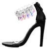 Mode rhinestone clear pvc transparenta sandaler skor kristall fotled wrap lady stiletto sexiga höga klackar pumpar fest klänning skor