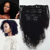 Interlovehair Cabelo Brasileiro Tece Clipe Em Remy Extensão Do Cabelo Humano 100% Natural Do Cabelo Humano Cor Natural Afro Crespo Encaracolado