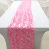 10PCS MOQ: 35cm*260cm Elegance Satin Rosette Table Runner For Wedding Use