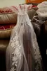 Nya vita elfenbens Champagne Wedding Veil Two Tier Elbow Length Lace Appliques Swarovski Crystals Brodery Sequin Custom Made Brid243C