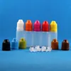 100 sets 10 ml 1/3 OZ plastic druppelflessen, uitknijpbaar met kinderveilige doppen, meerkleurige vloeistoffen, sap, olie, verf, flux, essentie, oogdruppels, zoutoplossing, opslag 10 ml