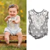 Baby Girls Clothes Small Chrysanthemum Print Romper Newborn Toddler Lace Flower Sleeveless Jumpsuit Sunsuit Outfits Kids Clothing For Girls