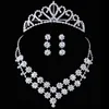 Mode Crystal Bride Tillbehör Rhinestone Bröllop Smycken Satser Med Halsband Örhängen Kronor För Brud Bridal Bröllop Gratis Frakt