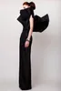 Special Design Black Evening Dresses Sleeveless Vintage Prom Gowns Pageant Column Ruffle Sash High Neck Floor Length Formal Party Gowns