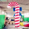 Lighting Christmas Inflatable Candy Cane Balloon 3m Giant Multicolor Air Blown LED Candy Column med band för kampanjevenemang