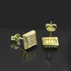 2017 fashion Mens women HIP HOP square Stud Earrings gold filled Cubic Zircon CZ Earrings wedding party jewelry TOP quality