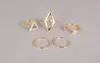 Anello midi con diamanti in stile moda con strass placcato oro europeo stile moda rombo triangolo set 5 pezzi per un set