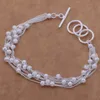 Free Shipping with tracking number Top Sale 925 Silver Bracelet Thin line Sand beads Bracelet Silver Jewelry 20Pcs/lot cheap 1582