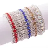 Neue 10 Farben Mode Frauen 3-Reihe Strass Kristall Trims Tennis Frühling Armbänder 6 zoll Schmuck