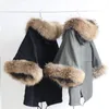 Real Raccoon Furs Ladies Leisure Coat Cape Poncho Mulheres Mulheres Musa Musa Casa de Inverno Japão Poncho Ocidental Coreano