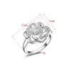 Free Shipping New 925 Sterling Silver fashion jewelry Rose Flower White Diamond With Pave zircon ring hot sell girl gift 1726