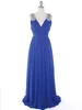 Daadwerkelijke afbeelding Hoge Kwaliteit Mather Bruid Moeder van de bruidegom Jurken Royal Blue Wedding Party Bruidsmeisjes Jurk Beaded V-hals Chiffon Town