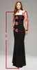 Hot Vintage 1950s Black Prom Klänningar Kortärmad Av Skulder Bakgrund Dubai Arabisk PLU Storlek Sweep Train Evening Dresses Vestidos de Fest