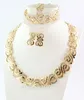 Hot Gold Plated Crystal Charming Necklace Bracelet Earring Ring Fashion Romantic Wedding Jewelry Sets