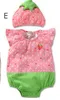 Baby rompers bomull baby kläder insekt frukt mönster spädbarn jumpsuits + hatt 2pcs toddler tjejer kläder set 2017 nyfödda fotografi rekvisita